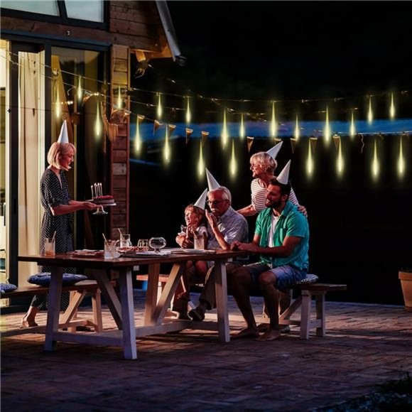 Outdoor Christmas Lights Meteor Shower Lights 92 LED Falling Raindrop Fairy - Picture 4 of 6